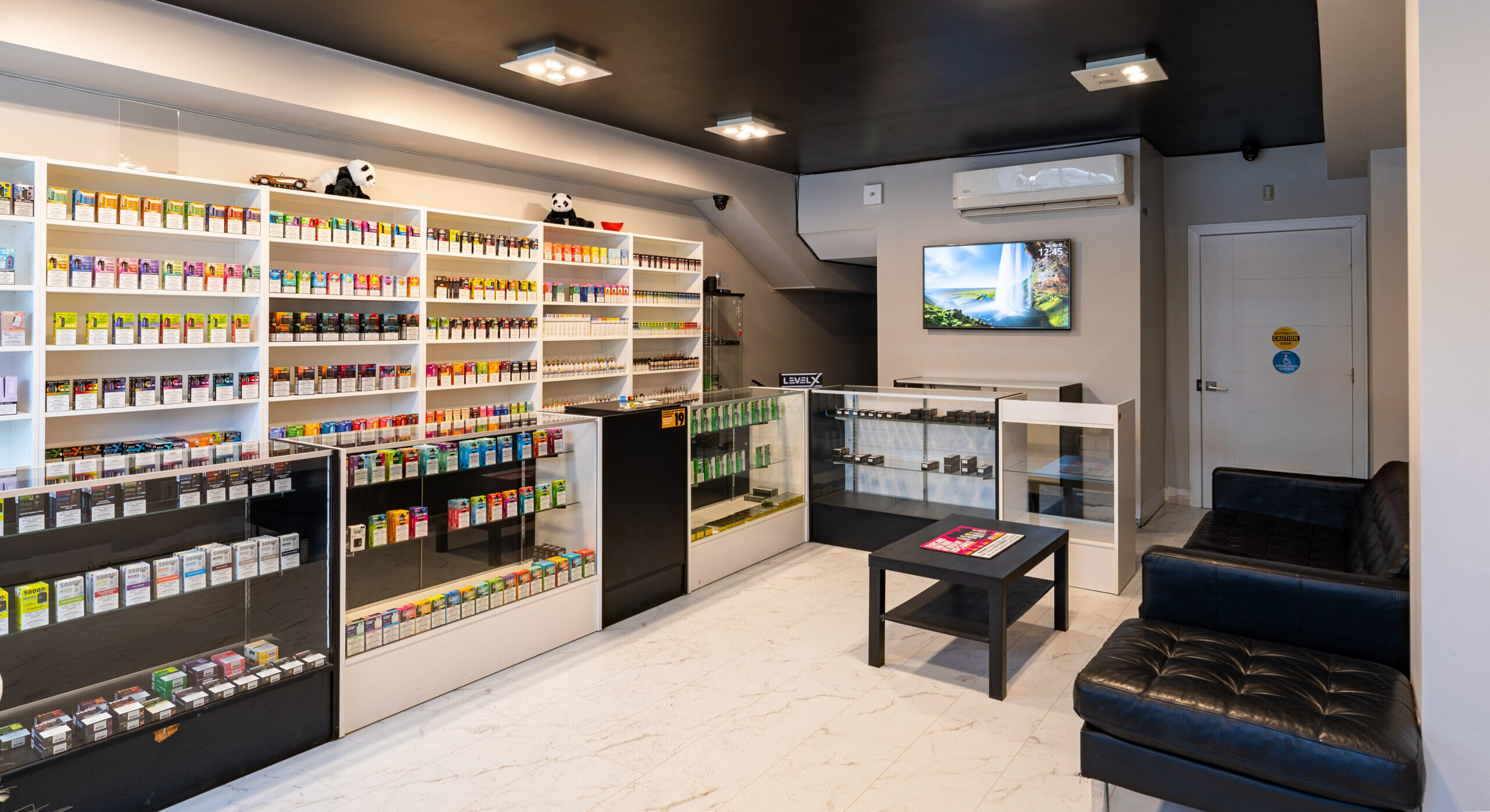 Wall of premium e-liquids at GTA Vapes Port Credit in Port Credit